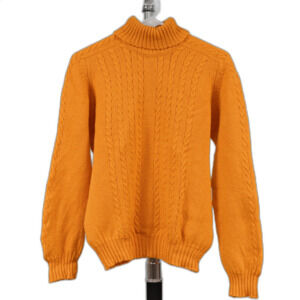 Vintage 70s Juniorite yellow mustard ribbed turtleneck sweater size M